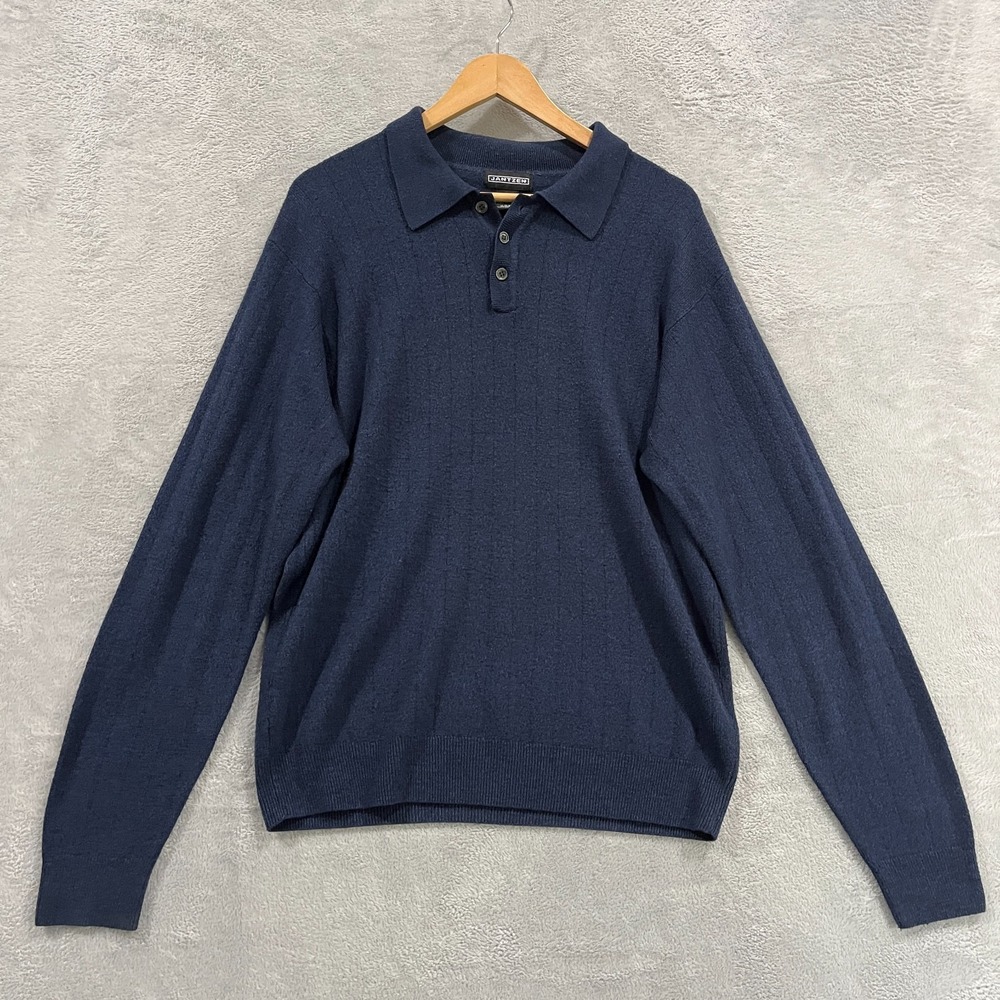 90s Vintage Jantzen‎ Sweater Mens Large Polo Grandpa Knit Pullover Classic